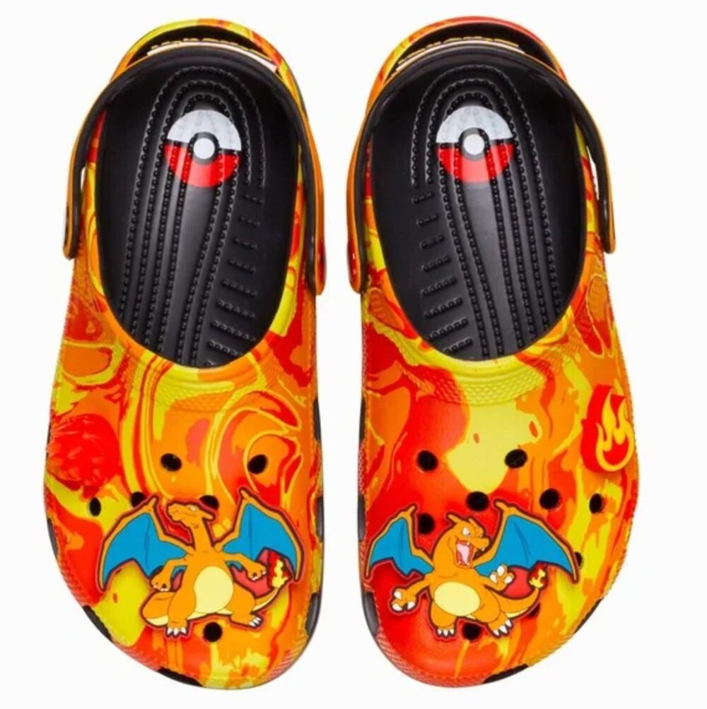 Crocs Mens Classic Pokemon Charizard Clogs Mens 8 Womens 10 Orange Black NWT